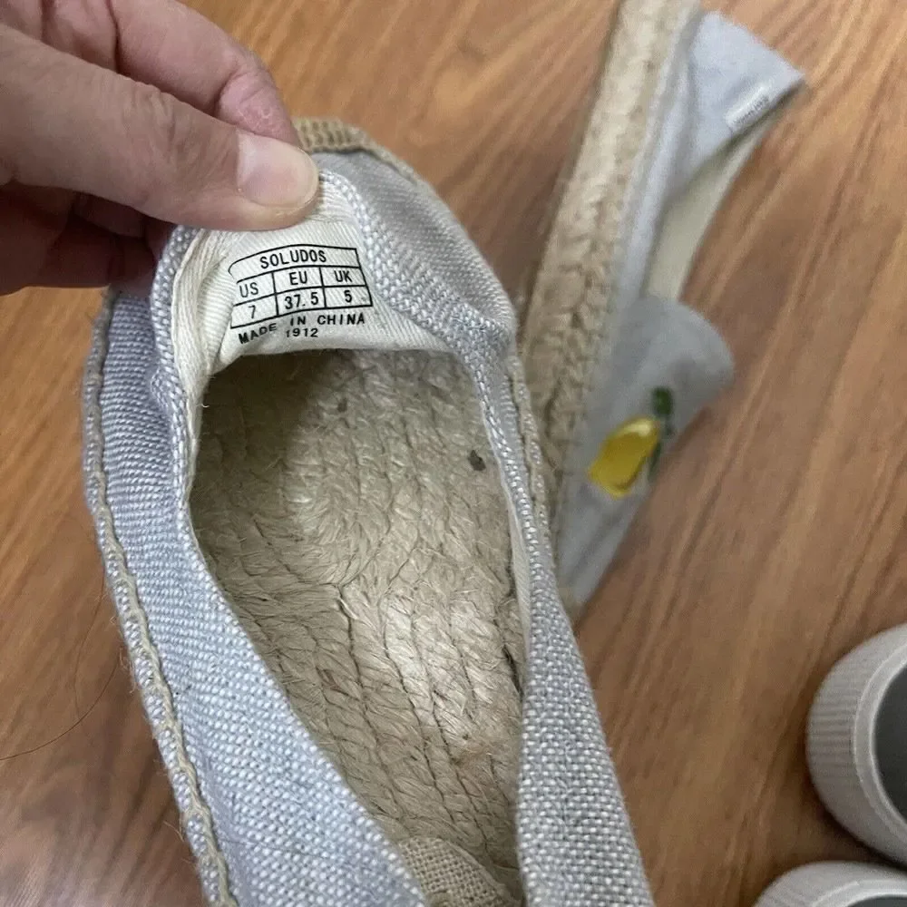 Soludos Woven Platform Slip-On Espadrilles Lemon US size 7